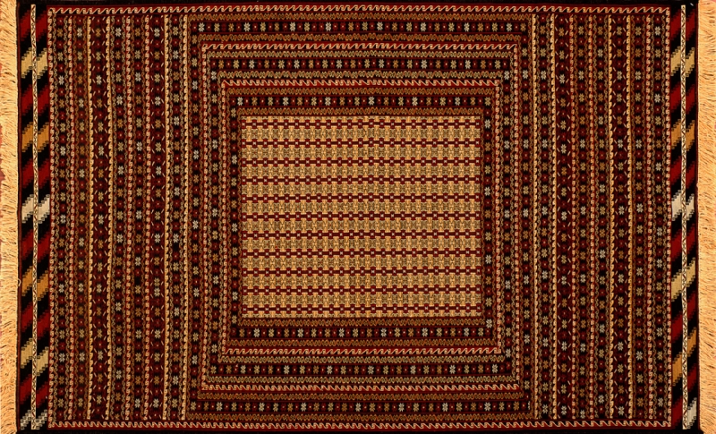 81271 Balouch rectangular 4' 3" by 6' 5" rug with bold geometric pattern from Afghanistan