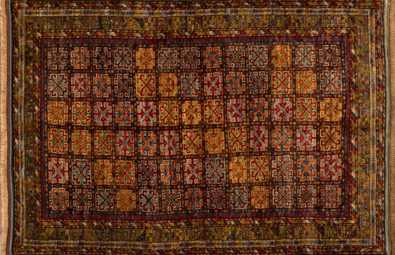 82122 Balouch rectangular 3' 7" by 5' 1" rug with geometric pattern from Afghanistan