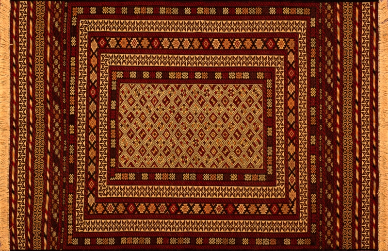 82188 Balouch rectangular 4' 4" by 6' 2" rug with geometric pattern from Afghanistan