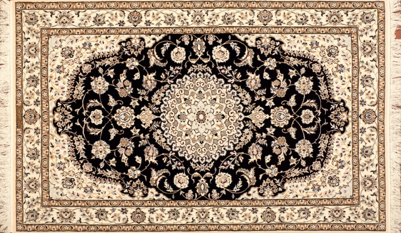 82375 Nain rectangular 3' 7" by 5' 8" rug with medallion pattern from Persia-Iran