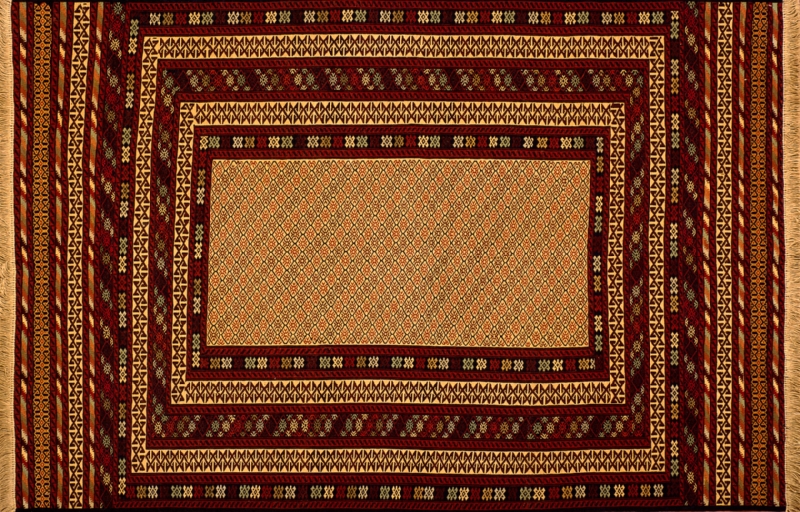 83395 Somakh rectangular 4' 4" by 6' 2" rug with geometric pattern from Afghanistan