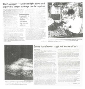 Newspapers from all around the region call Mansour as an artist, and his Oriental and Persian rugs pieces of art