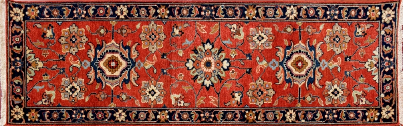 62296 Mahal runner 2' 0" by 5' 11" rug with all-over pattern from India - Rust & Navy Blue