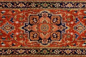 Serapi runner 2' 6" by 5' 11" rug with medallion pattern from India - Rust & Navy Blue