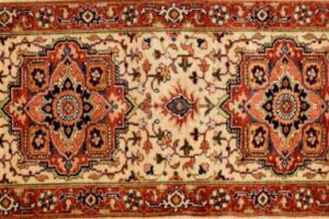 Serapi runner 2' 0" by 5' 9" rug with medallion pattern from India - Beige & Rust