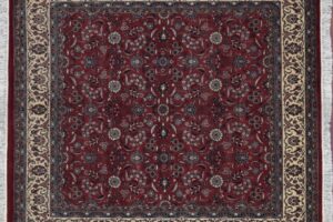Tabriz square 8' 2" by 8' 4" rug with floral pattern from Pakistan - Rose & Ivory
