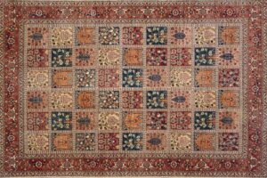 Bakhtiari rectangular 9' 11"x13' 11" rug with all-over pattern from Afghanistan - multi-color