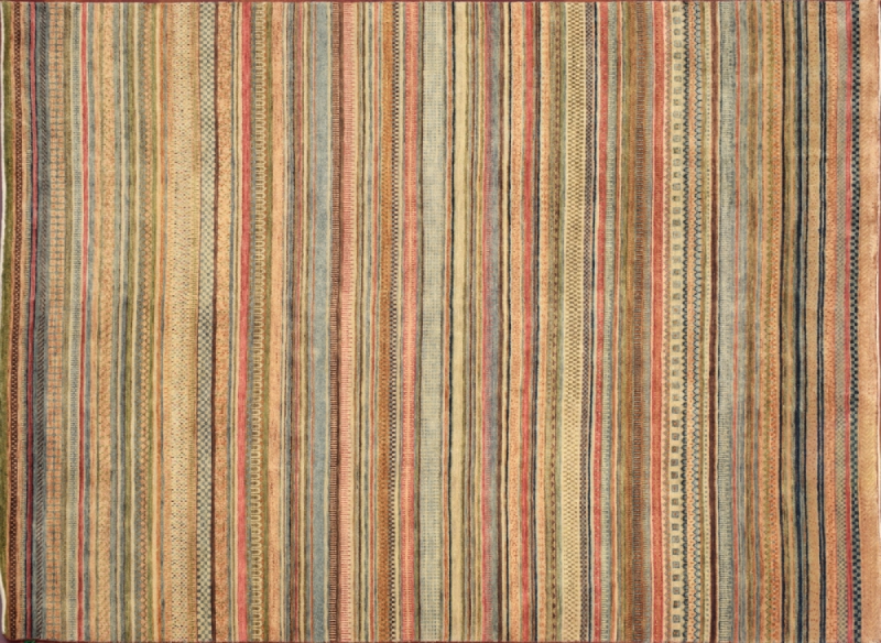 81757 Gabbeh rectangular 7' 11" by 9' 9" rug with all-over pattern from India - stripes
