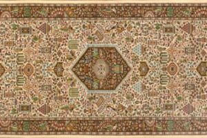 Qum runner 2' 4" by 9' 9" rug with all-over pattern from Persia-Iran - Silk