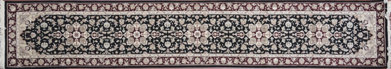 Tabriz runner 2' 6" by 14' 0" rug with all-over pattern from China - Black & red