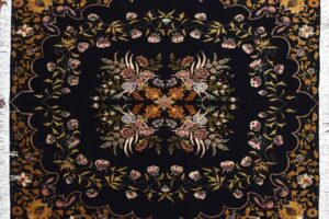 Tabriz square 4' 11" by 5' 0" rug with floral pattern from Persia-Iran - Wool & Silk