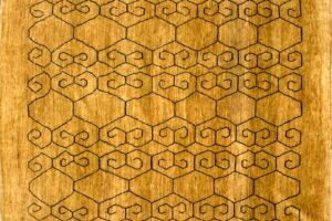 Ziegler square 8' 7" by 8' 10" rug with tribal pattern from Pakistan - Yellow & Blue