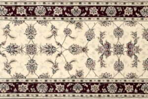 Tabriz runner 2' 5" by 8' 0" rug with all-over pattern from China - Ivory & red