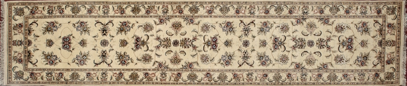 Tabriz runner 2' 5" by 12' 0" rug with all-over pattern from China - Ivory & ivory