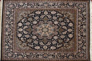 Isfahan square 6' 6" by 6' 8" rug with medallion pattern from Persia-Iran