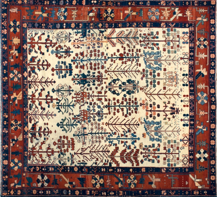 84390 Gabbeh square 7' 10" by 8' 0" rug with geometric pattern from Turkey